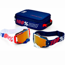 Kit 100% Dual Armega Patriot Pro Pack White/Navy – Lente True Gold Mirror para Motocross e Enduro