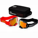 Kit 100% Dual Armega Racer Pro Pack Black/Red – Lente True Gold Mirror para Motocross e Enduro